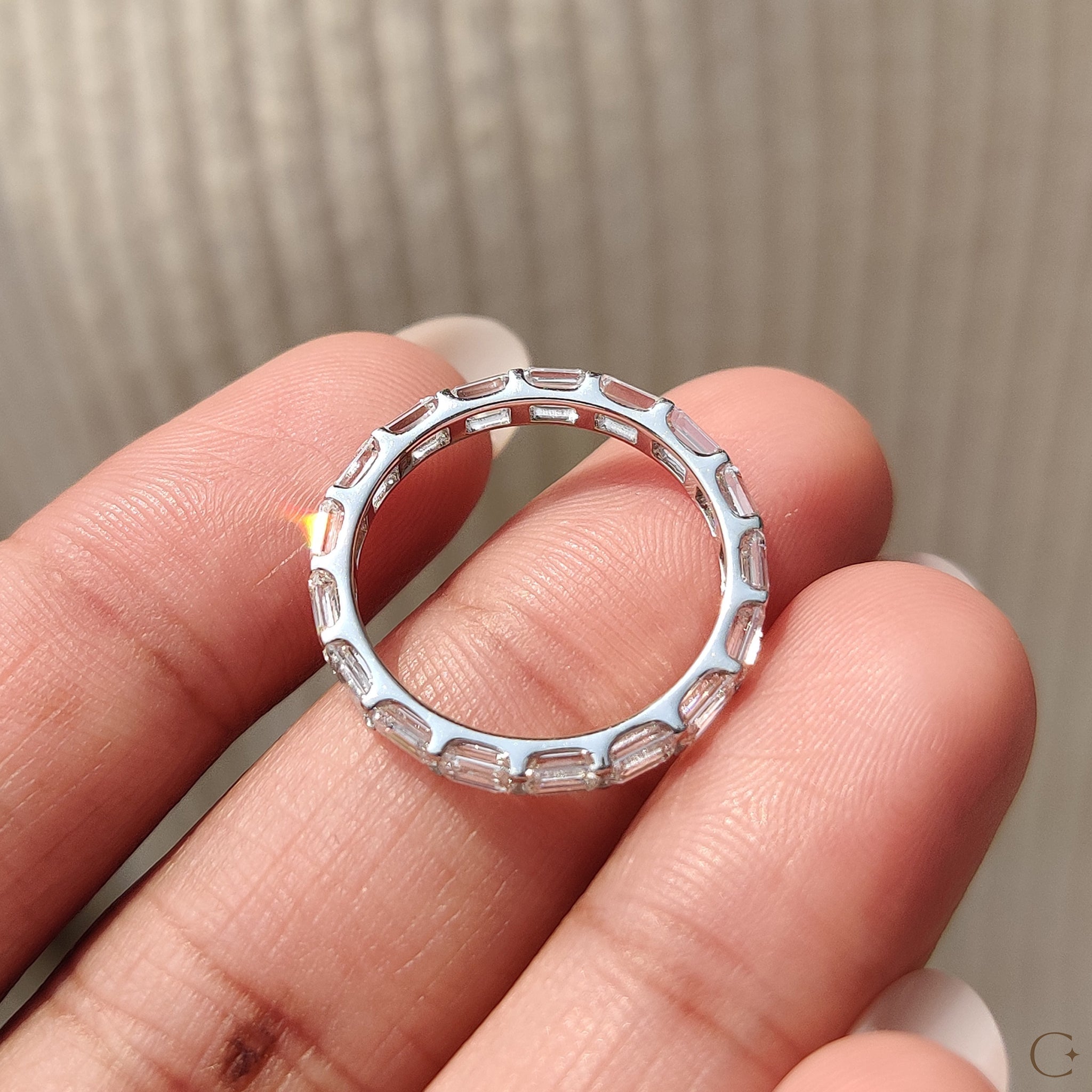 Full Eternity Emerald Cut Diamond Band