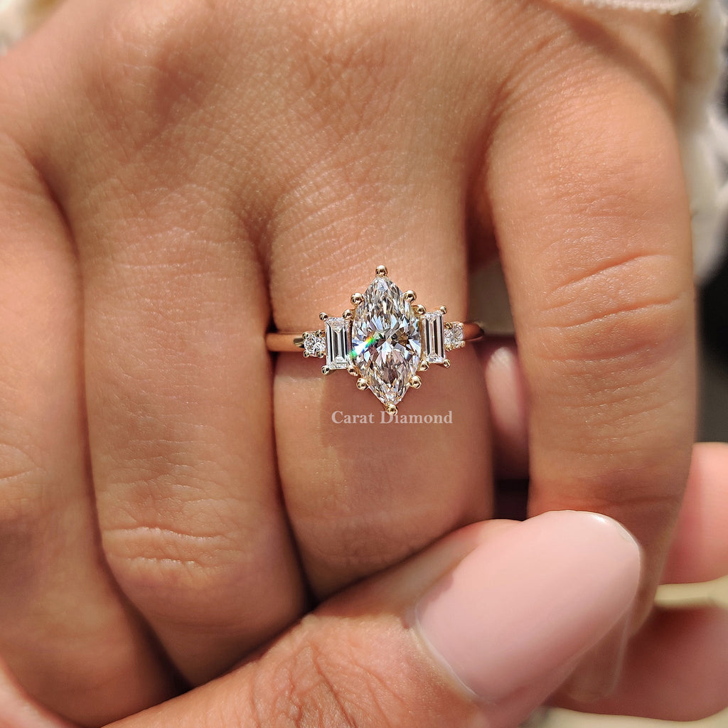 5 Stone Engagement Ring With Two Baguette Side Stone