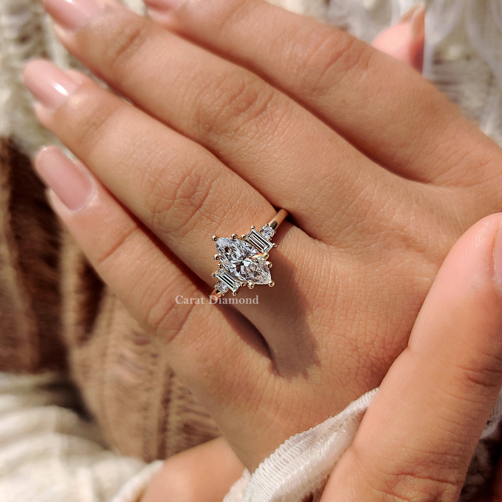 5 Stone Engagement Ring With Two Baguette Side Stone
