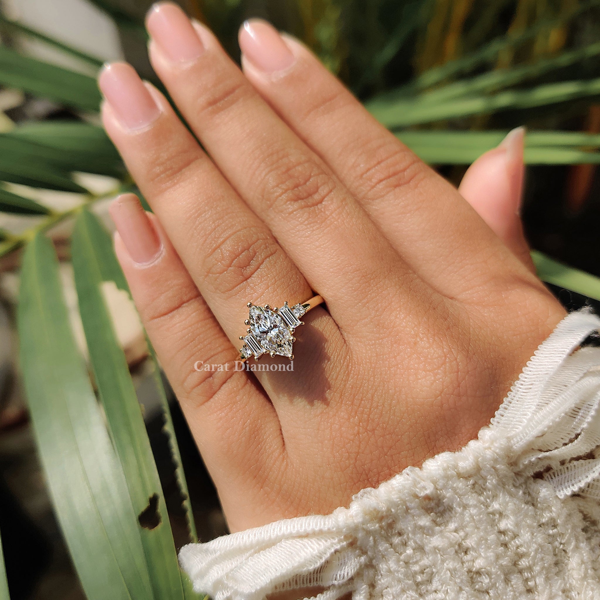 5 Stone Engagement Ring With Two Baguette Side Stone