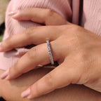 Lab Grown Emerald And Round Eternity Band