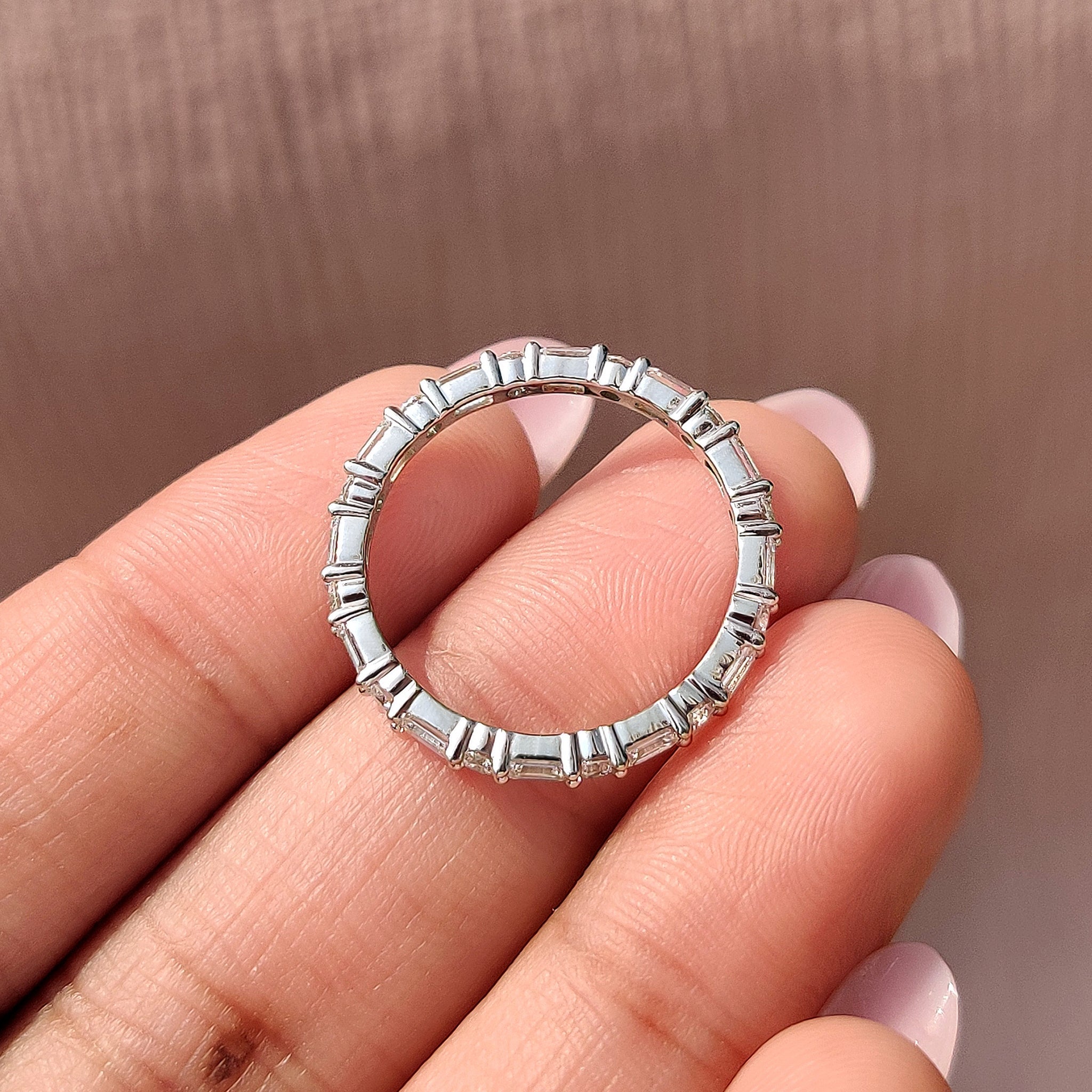Lab Grown Emerald And Round Eternity Band