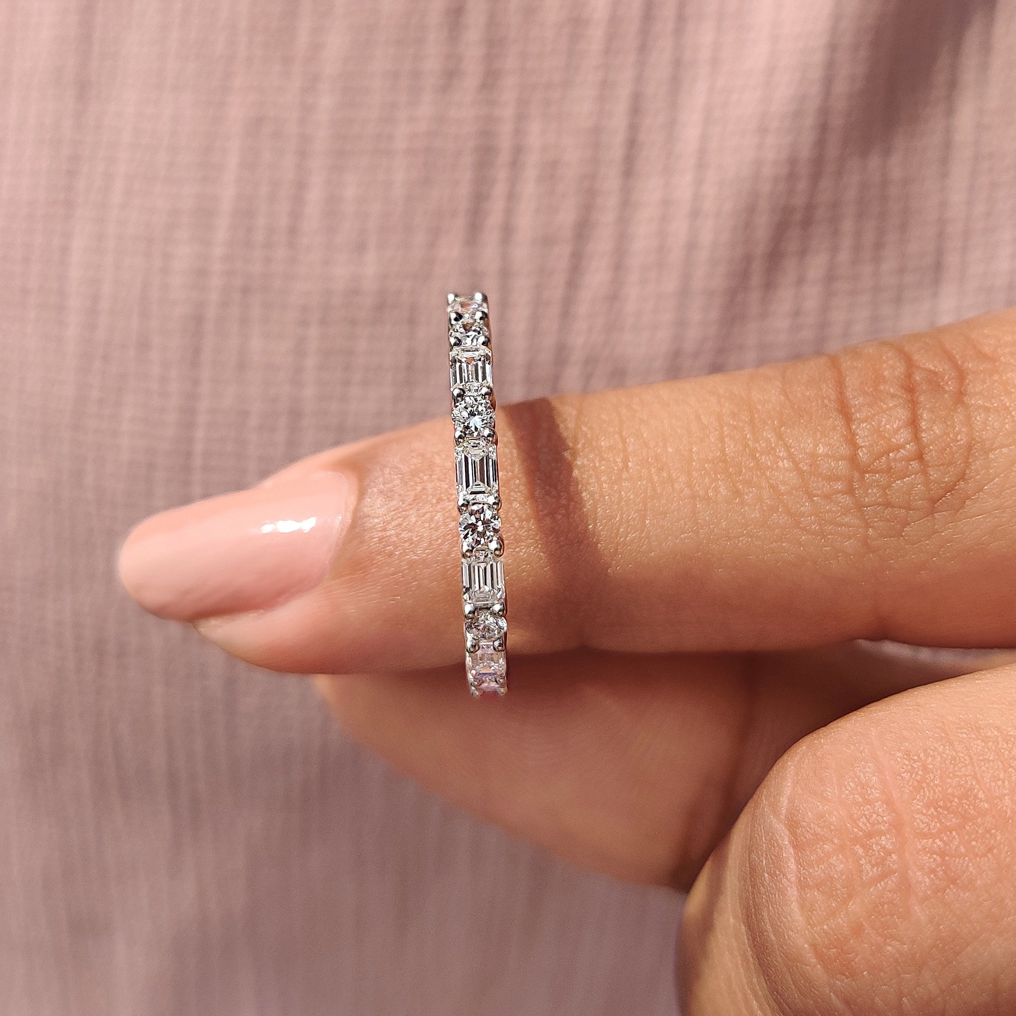Emerald Cut Diamond Band - Gold Eternity
