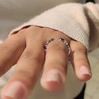 Black Marquise And Round Cut Band In Open Gap Style