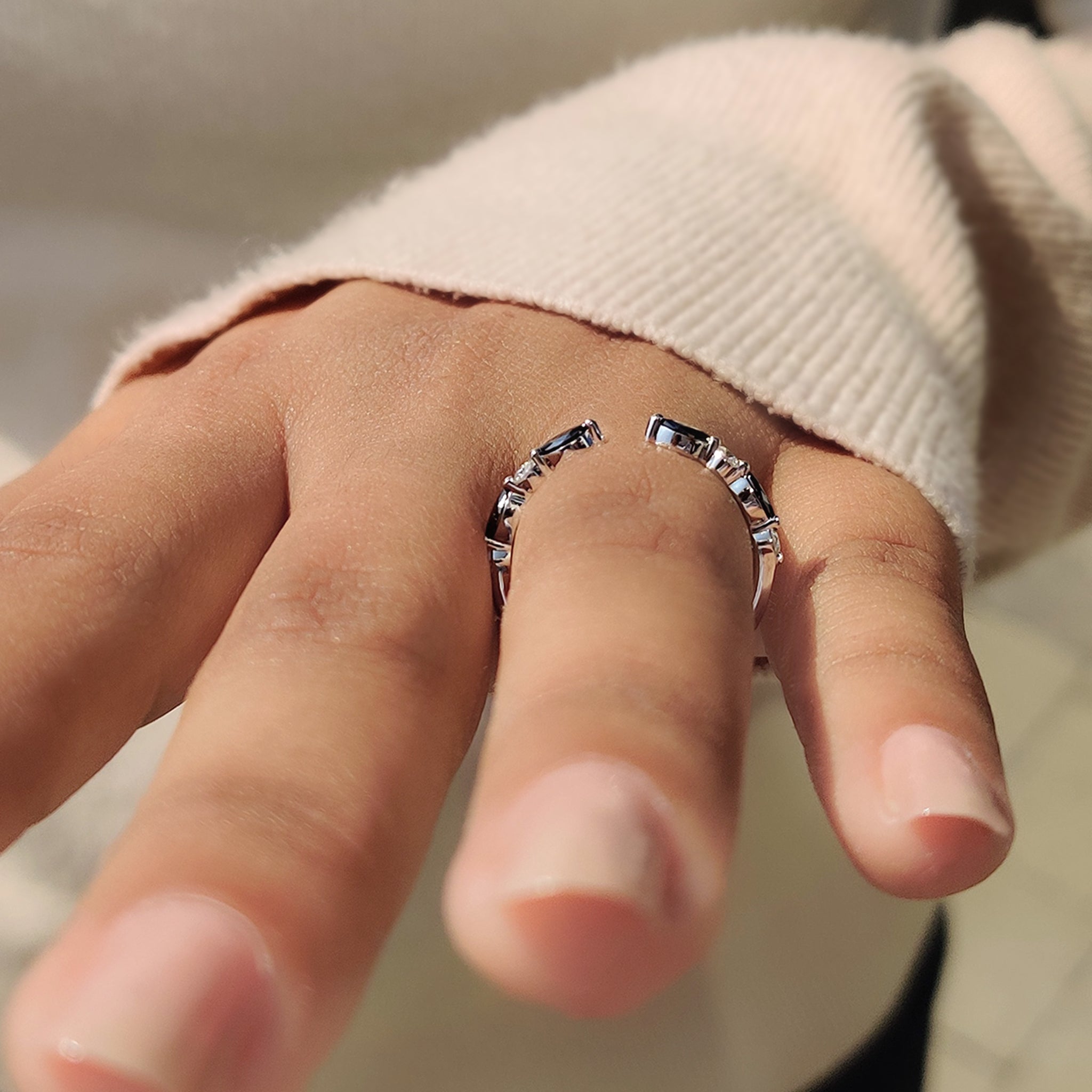 Black Marquise And Round Cut Band In Open Gap Style