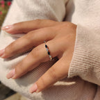 Black Marquise And Round Cut Band In Open Gap Style