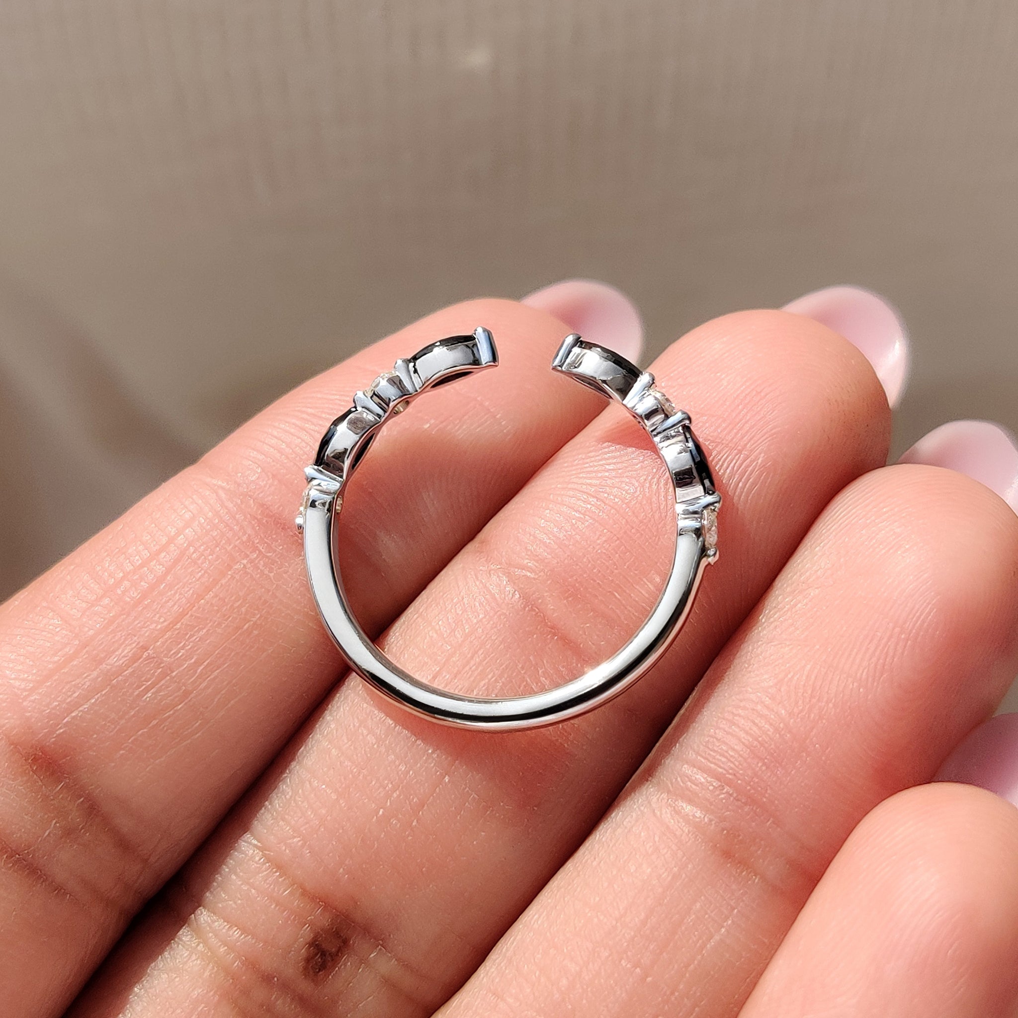 Black Marquise And Round Cut Band In Open Gap Style