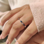 Black Marquise And Round Cut Band In Open Gap Style