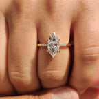 Marquise Diamond Engagement Ring with Tapered Band