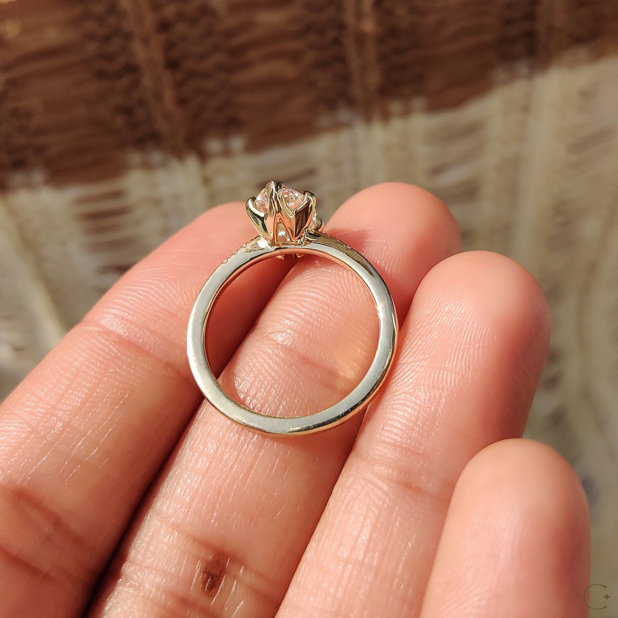 Marquise Diamond Engagement Ring with Tapered Band