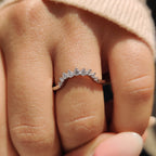 Round Diamond Crown Wedding Band In U Shaped