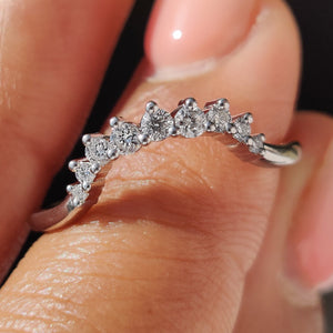 Round Diamond Crown Wedding Band In U Shaped