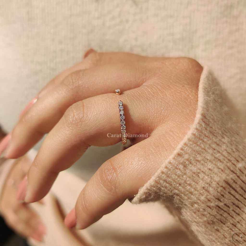 Open Gap Wedding Band With Round Cut