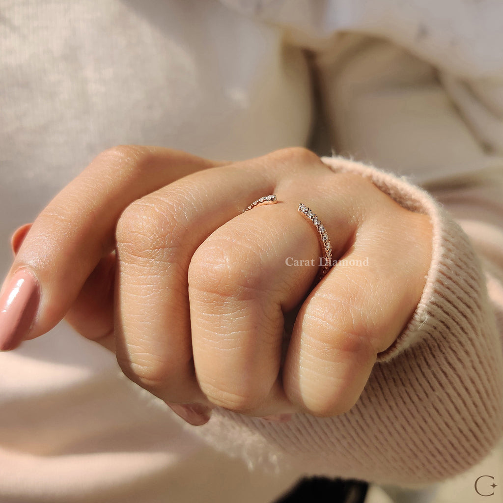 Open Gap Wedding Band With Round Cut