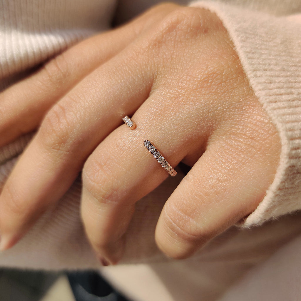 Open Gap Wedding Band With Round Cut