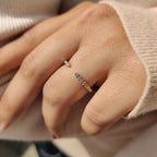 Open Gap Wedding Band With Round Cut