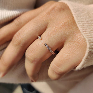 Open Gap Wedding Band With Round Cut