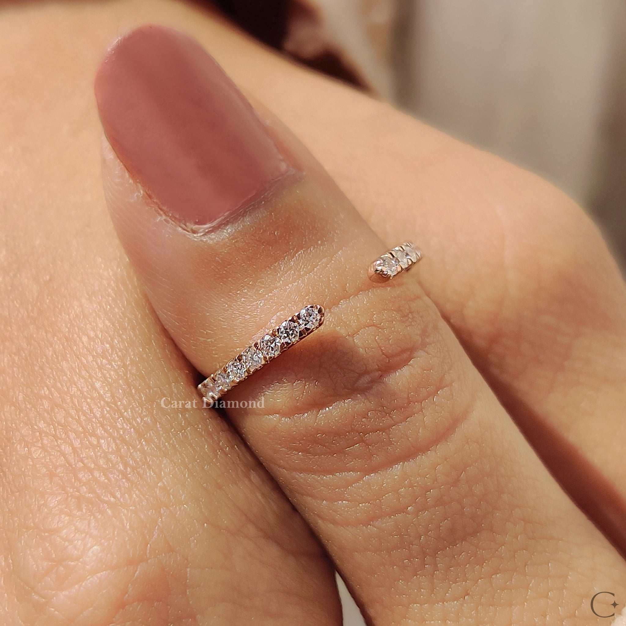 Open Gap Wedding Band With Round Cut
