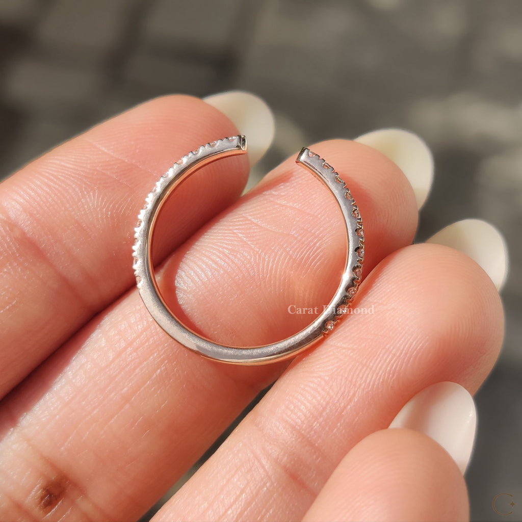 Open Gap Wedding Band With Round Cut
