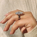 Oval Rose Cut Engagement Ring with Halo setting
