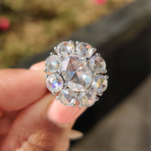 Oval Rose Cut Engagement Ring with Halo setting