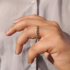 Full Eternity Wedding Band With Emerald And Round Diamond