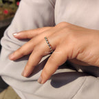 Full Eternity Wedding Band With Emerald And Round Diamond