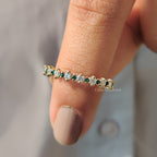 Full Eternity Wedding Band With Emerald And Round Diamond