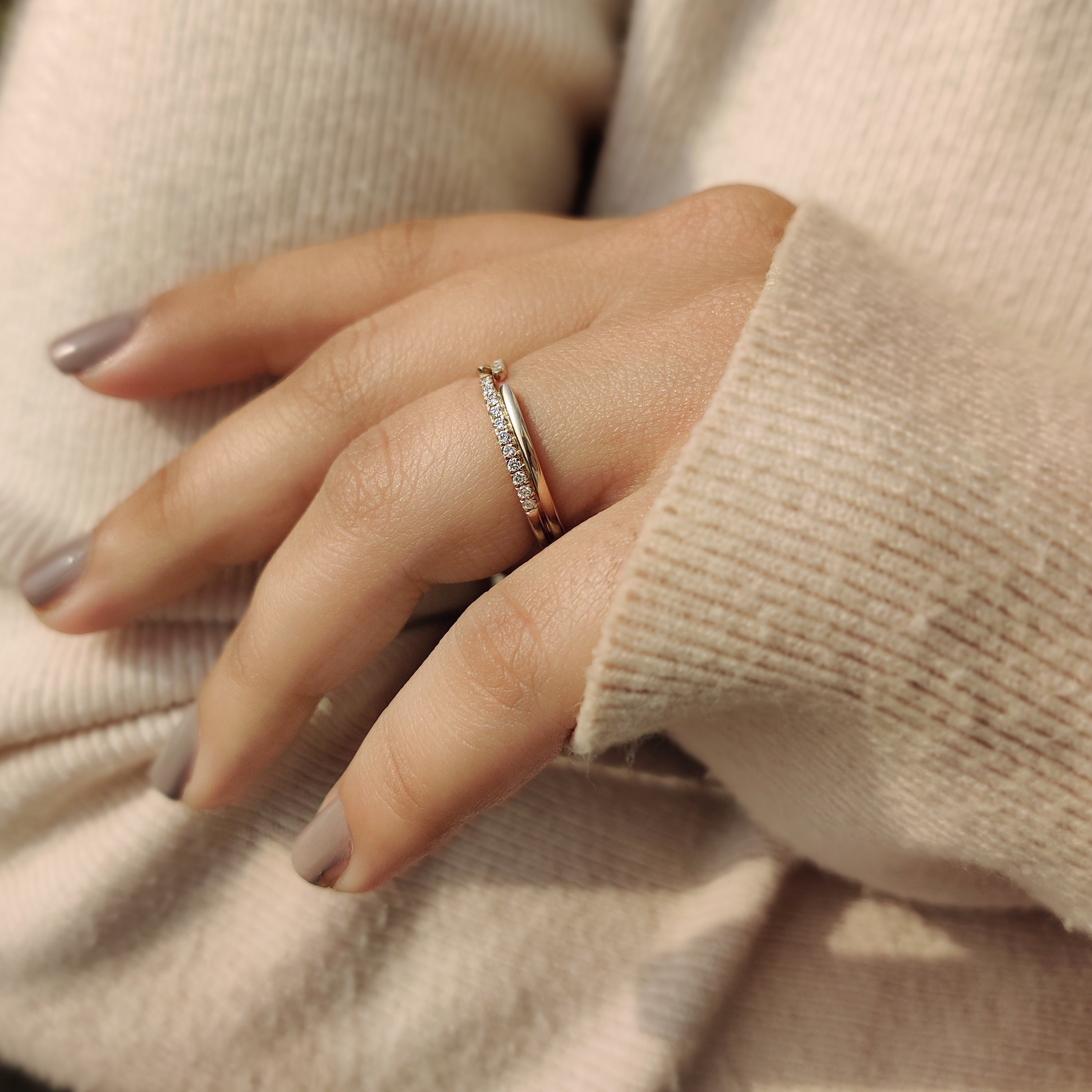 Lab Grown Round Cut Double Row Diamond Band