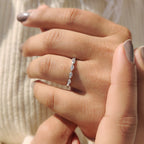 Marquise And Round Cut White Gold Half Eternity Band
