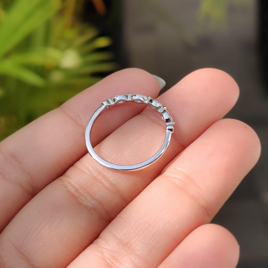 Marquise And Round Cut White Gold Half Eternity Band