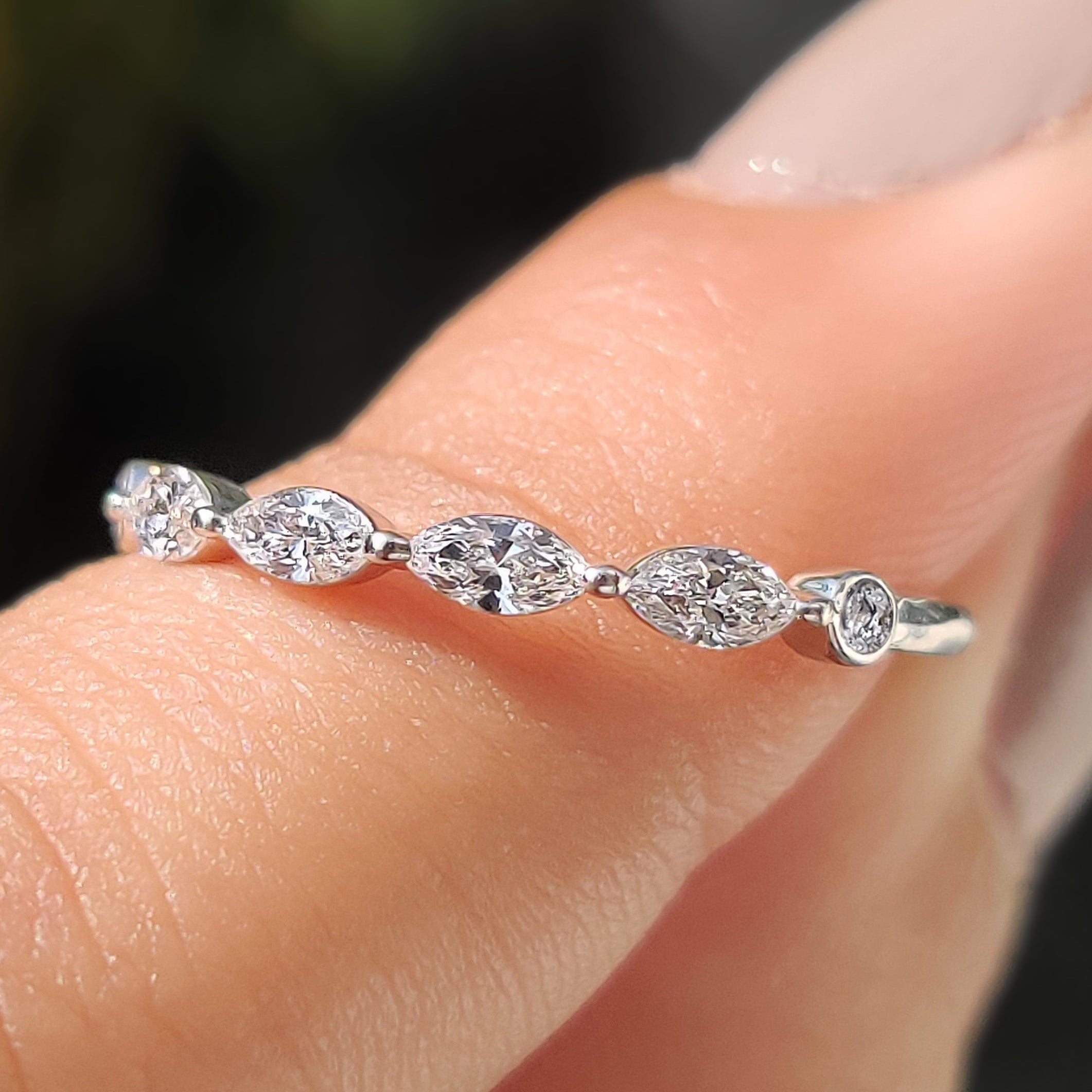 Marquise And Round Cut White Gold Half Eternity Band Main image