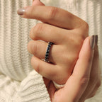 Round Cut Black Moissanite Wedding Band