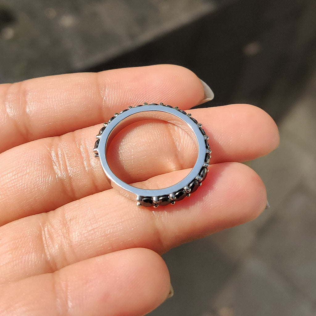 Round Cut Black Moissanite Wedding Band