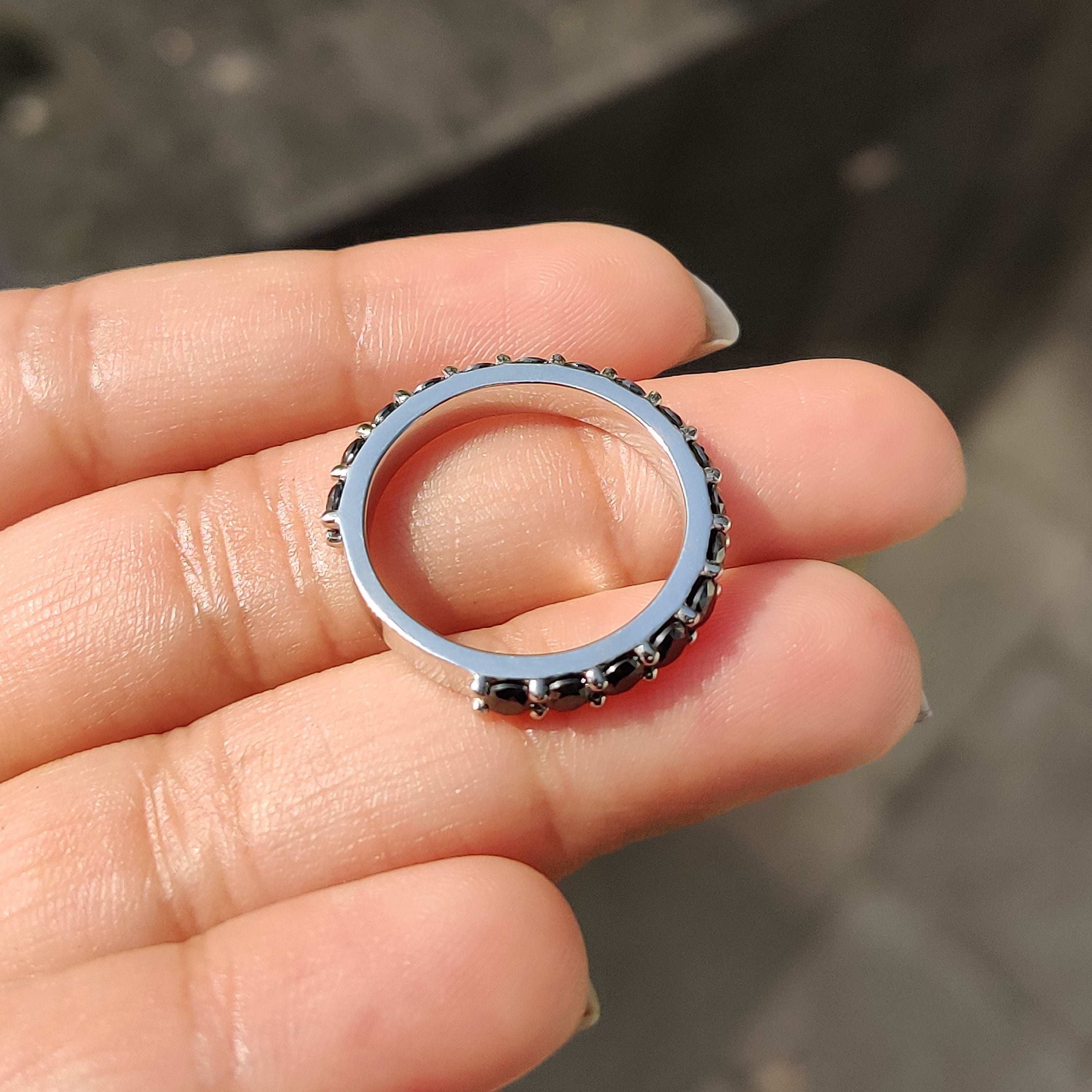 Round Cut Black Moissanite Wedding Band