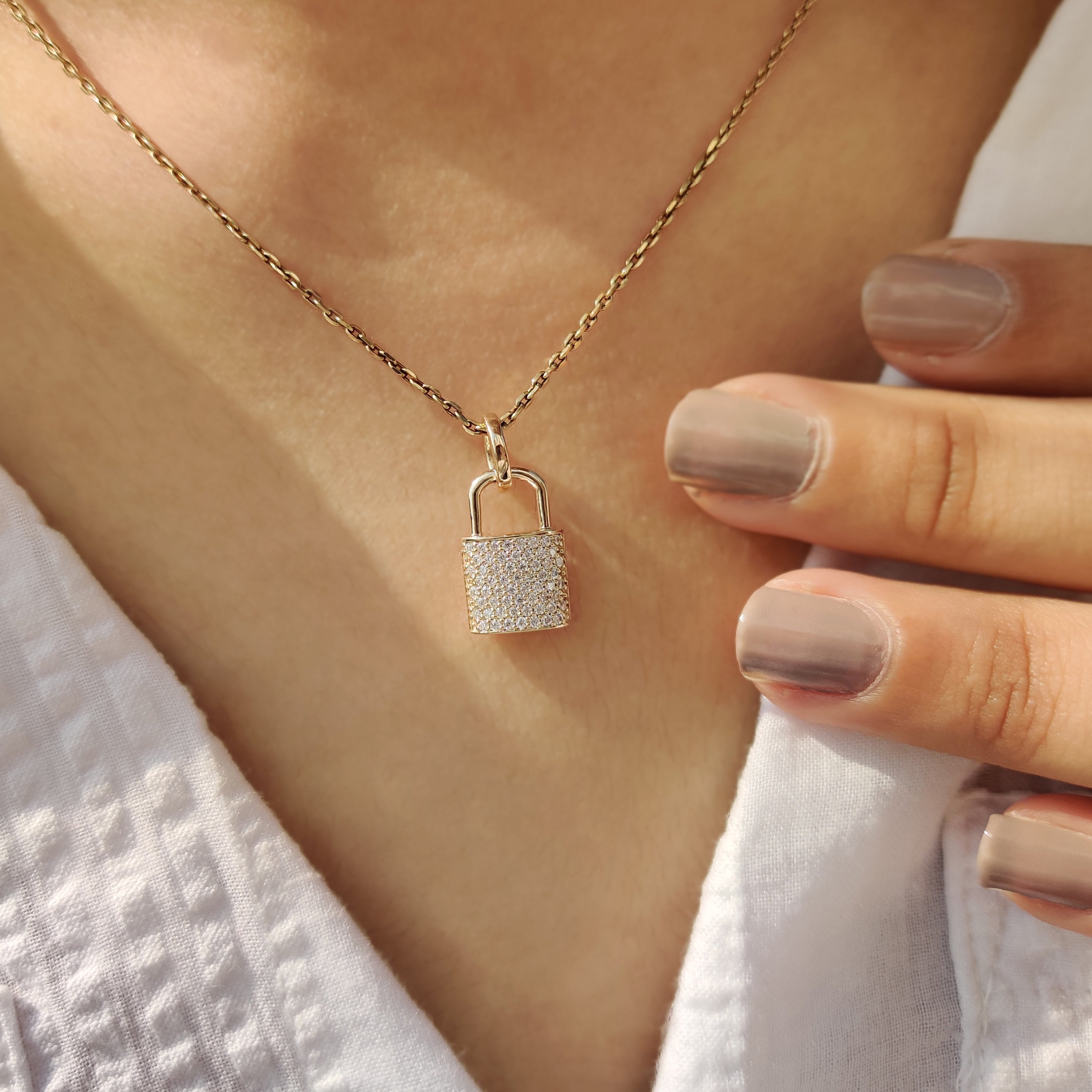 Lab Grown Round Diamond Lock Pendant Secondary image