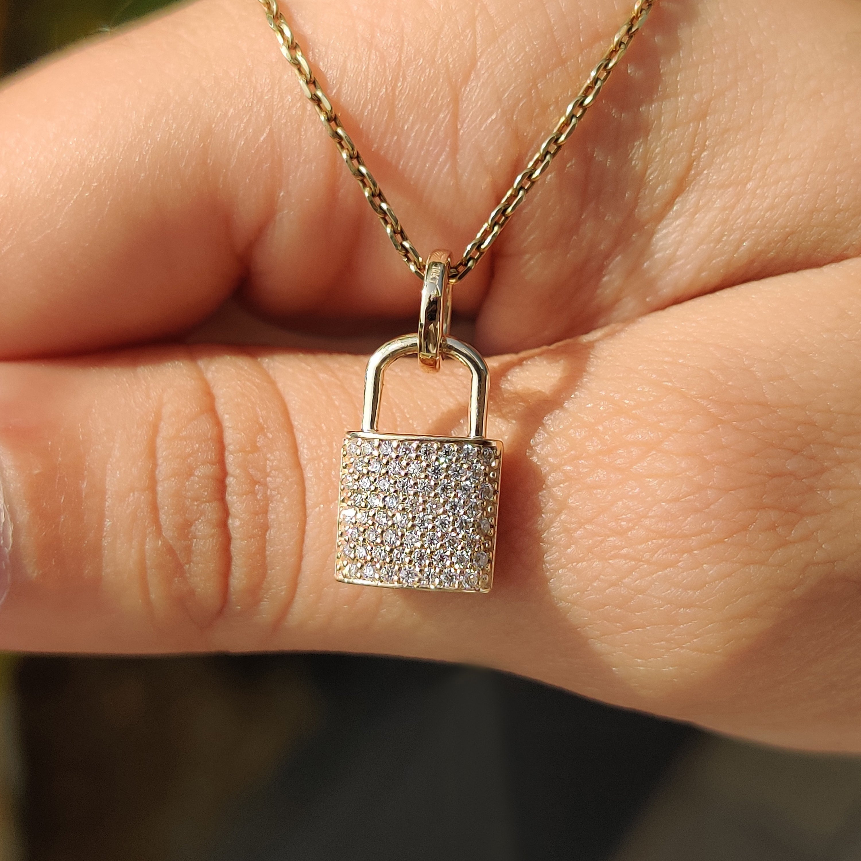 Lab Grown Round Diamond Lock Pendant Main image
