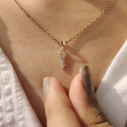 Round Diamond Gold Key Pendant