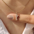 Round Diamond Gold Key Pendant