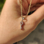 Round Diamond Gold Key Pendant