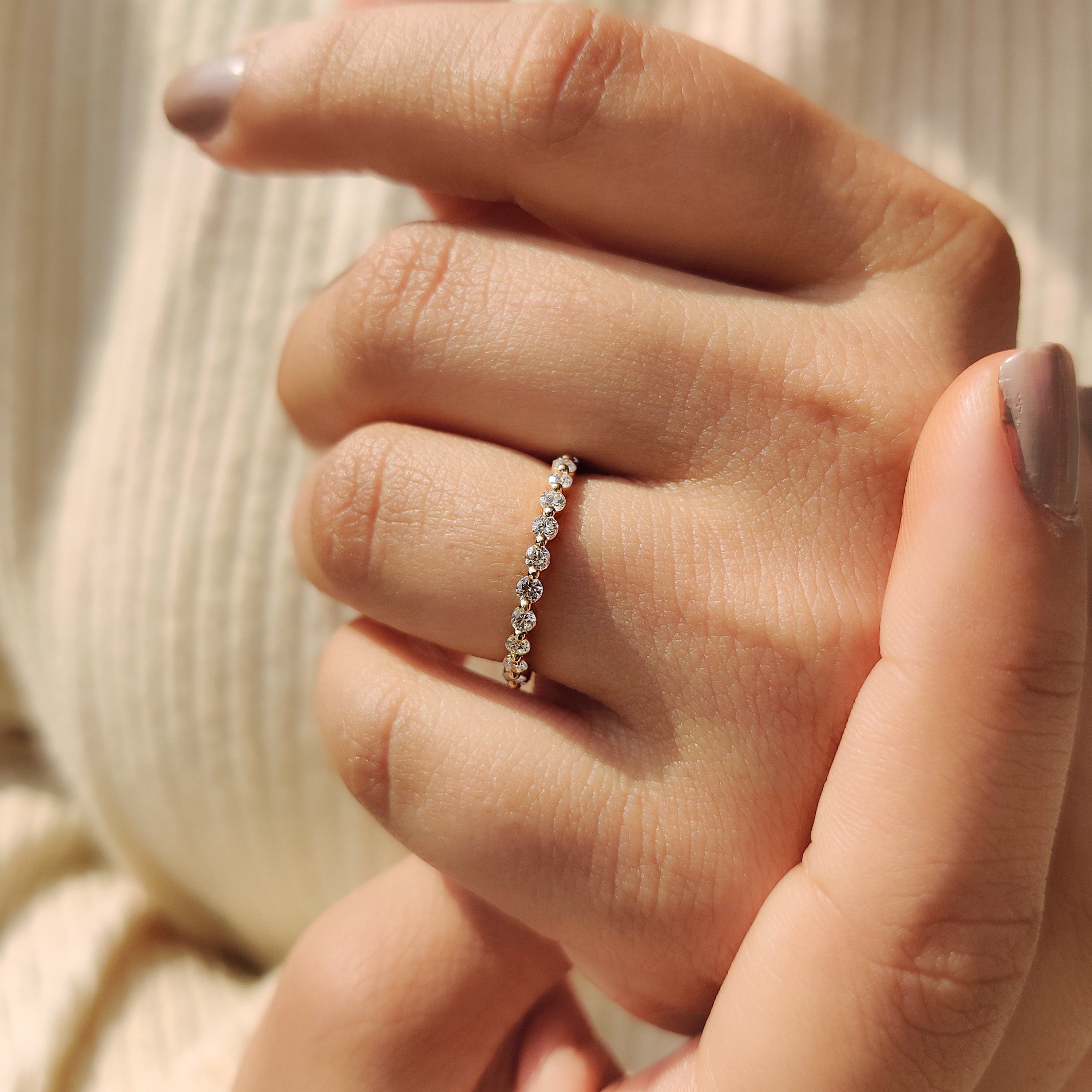 Round Diamond Yellow Gold Eternity Band