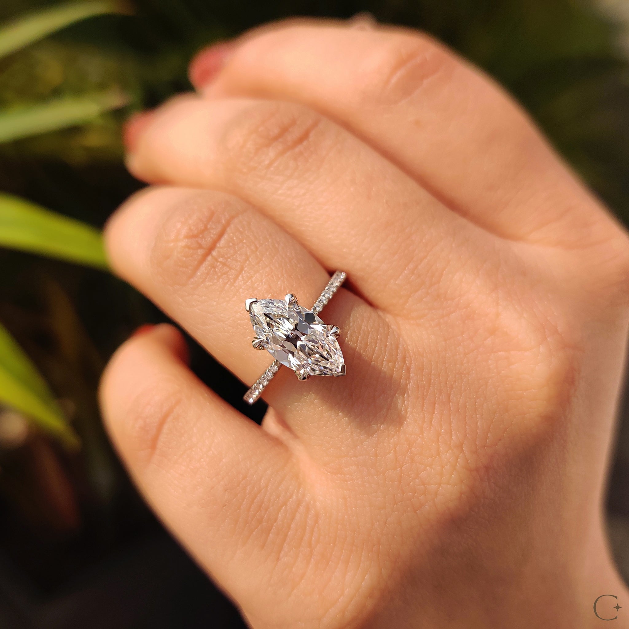 Old European Marquise Cut Ring In Pave Style Secondary image