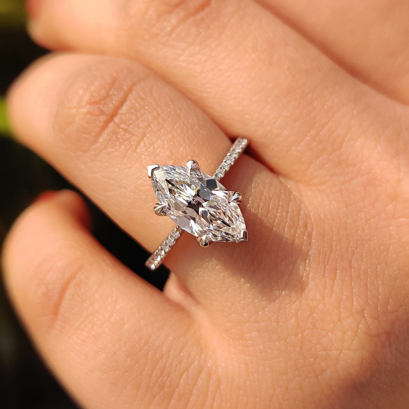 Marquise Cut Diamond Ring With Tulip Prong