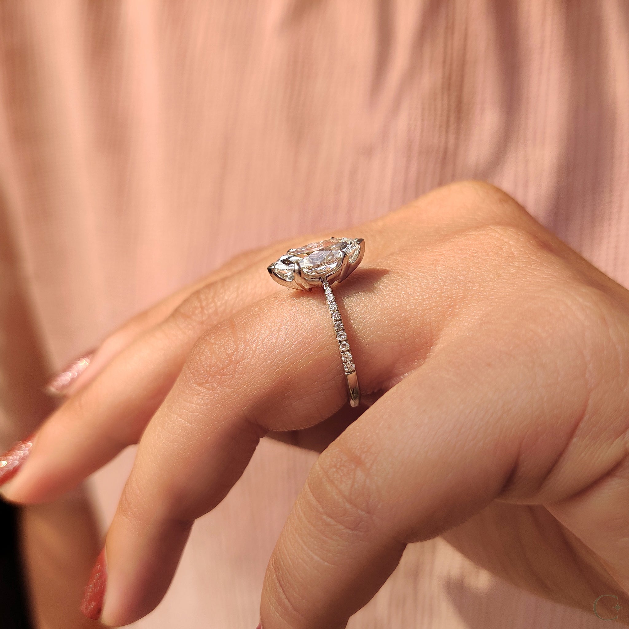 Old European Marquise Cut Ring In Pave Style
