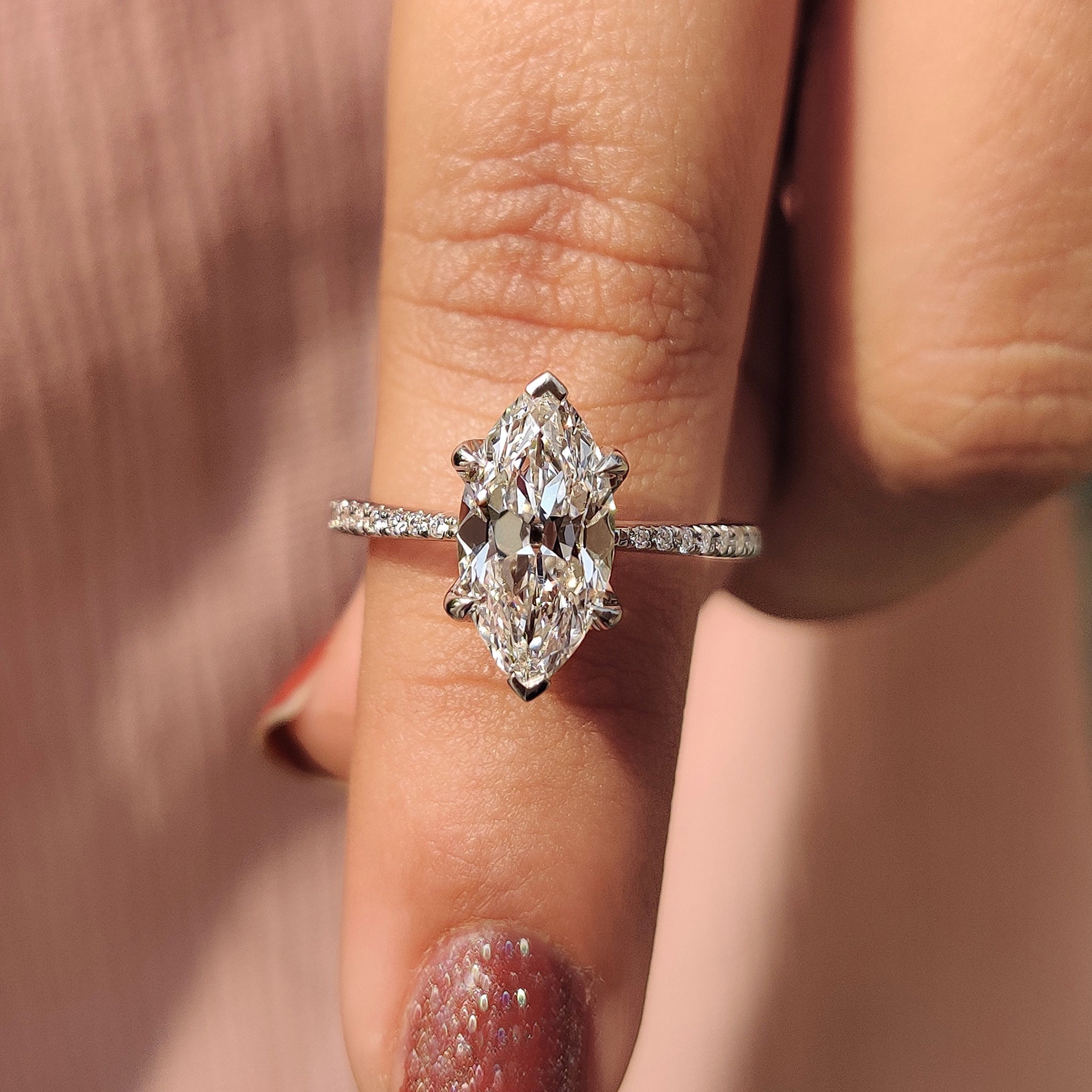 Marquise Cut Diamond Ring With Tulip Prong