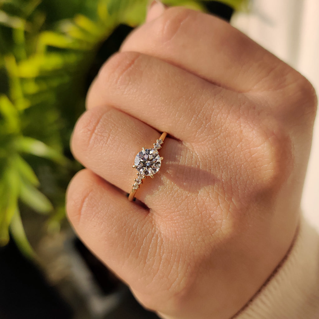 Round Diamond Ring with Side Stone