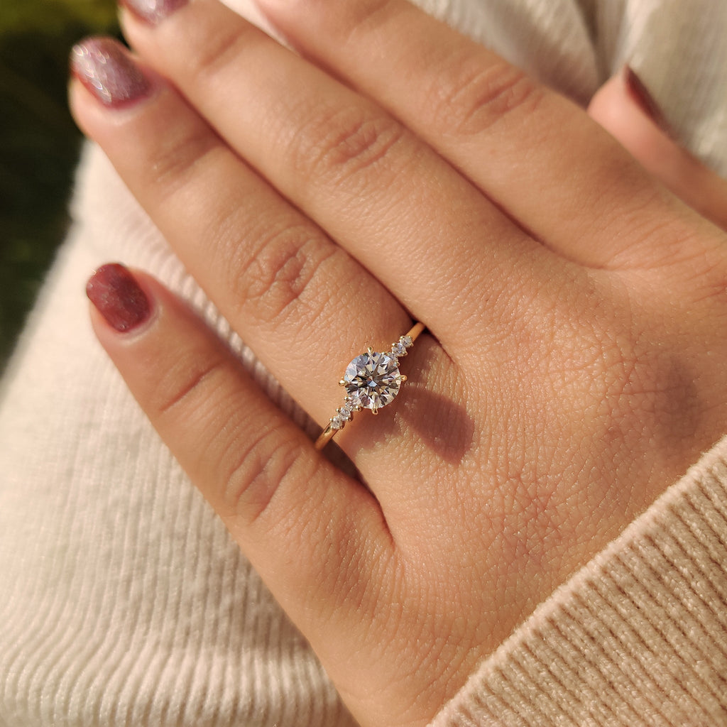 Round Diamond Ring with Side Stone