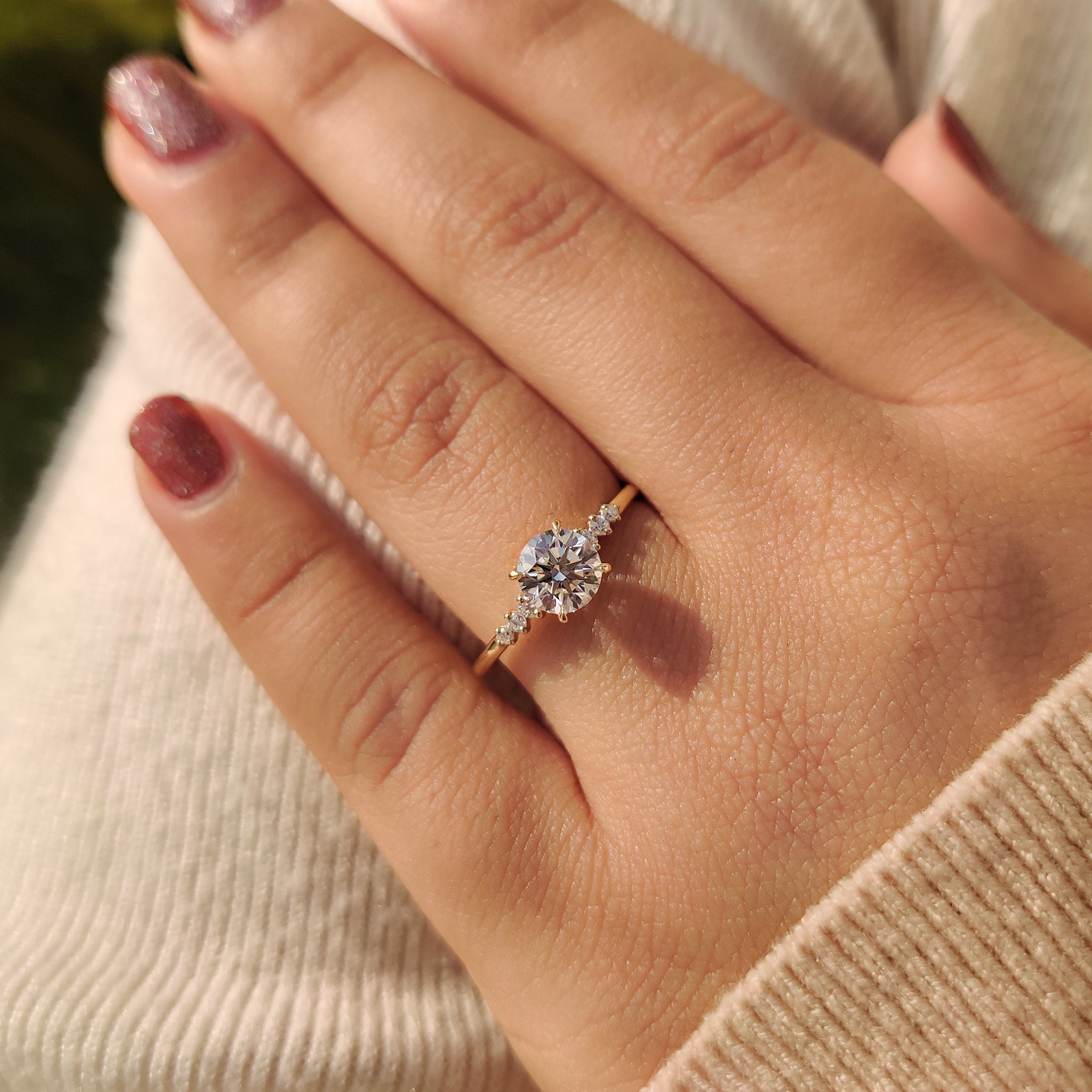 Round Diamond Ring with Side Stone