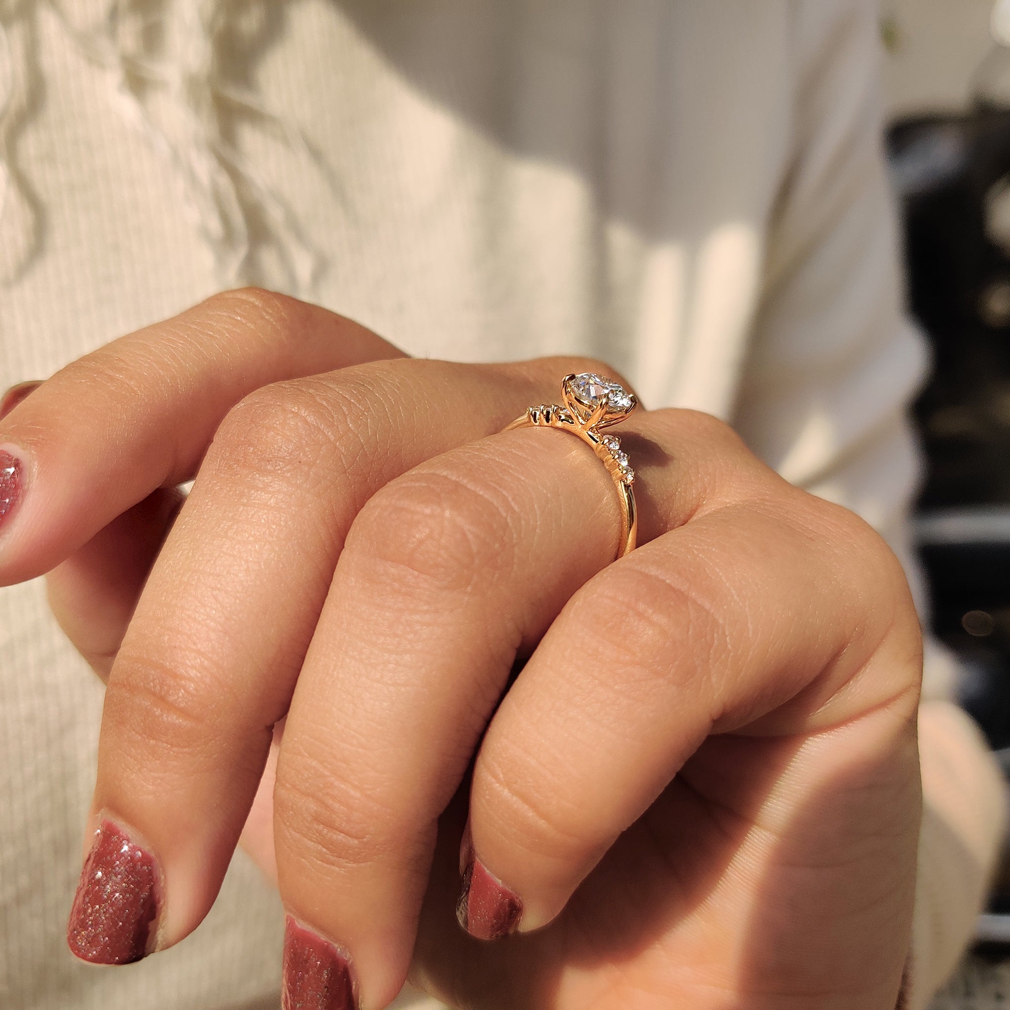 Round Diamond Ring with Side Stone