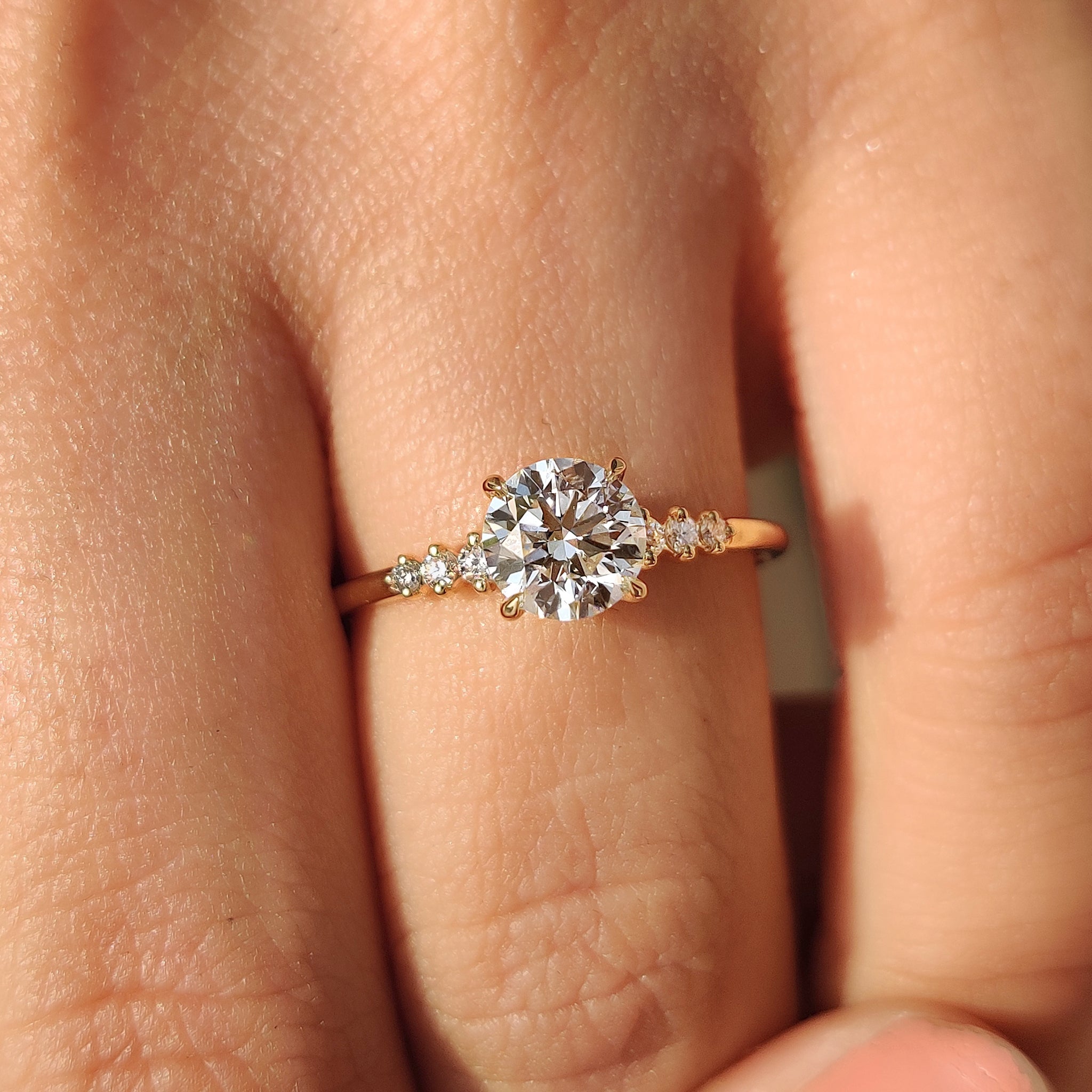Round Diamond Ring with Side Stone Main image